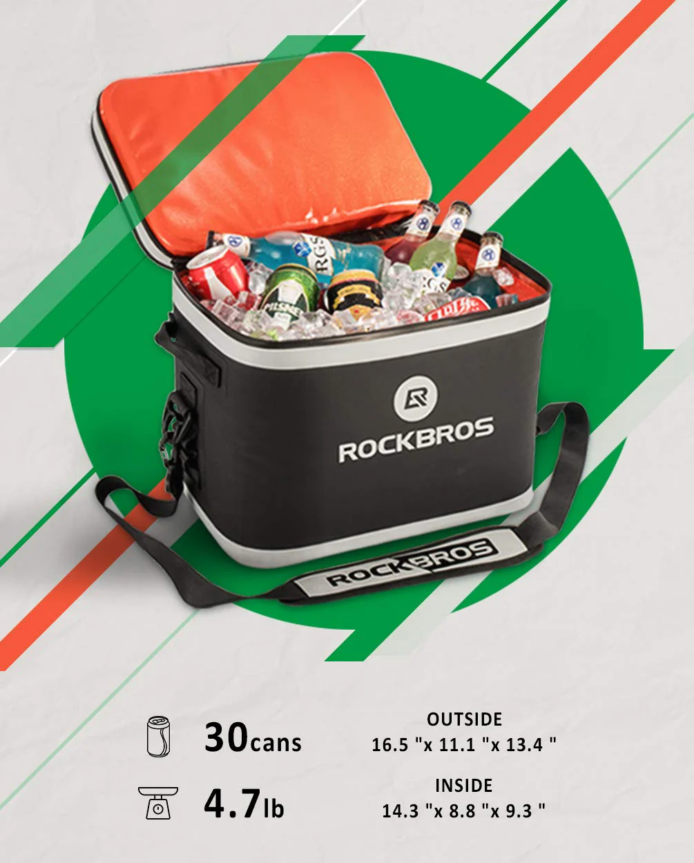 ROCKBROS Soft Cooler 30 Can Insulated Leak Proof Soft Pack - Image 10
