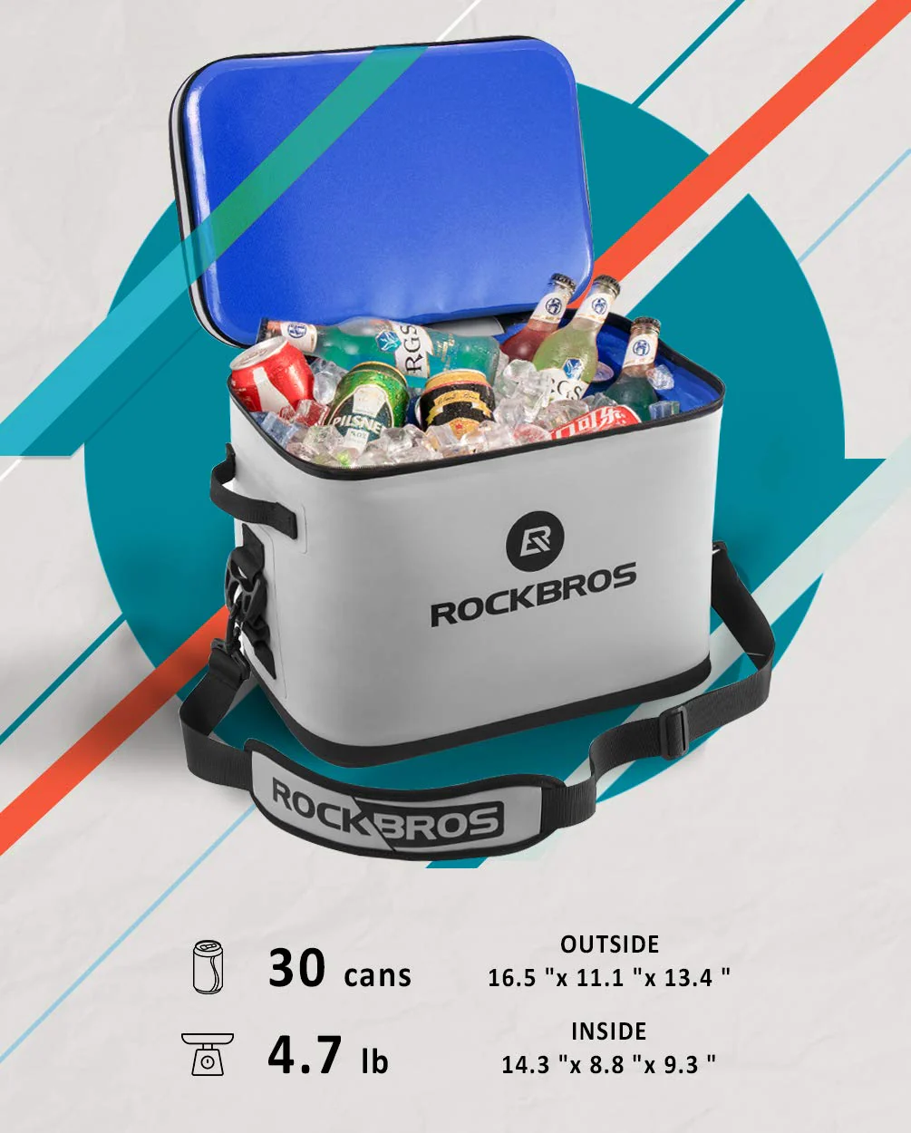 ROCKBROS Soft Cooler 30 Can Insulated Leak Proof Soft Pack - Image 5