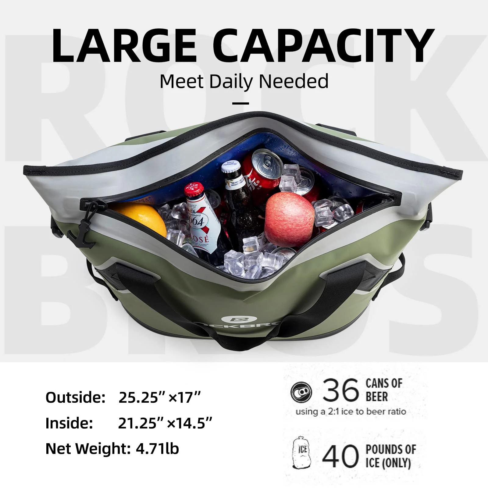 ROCKBROS Soft Cooler Insulated Leak Proof Cooler Bag Portable 36 Can - Image 10