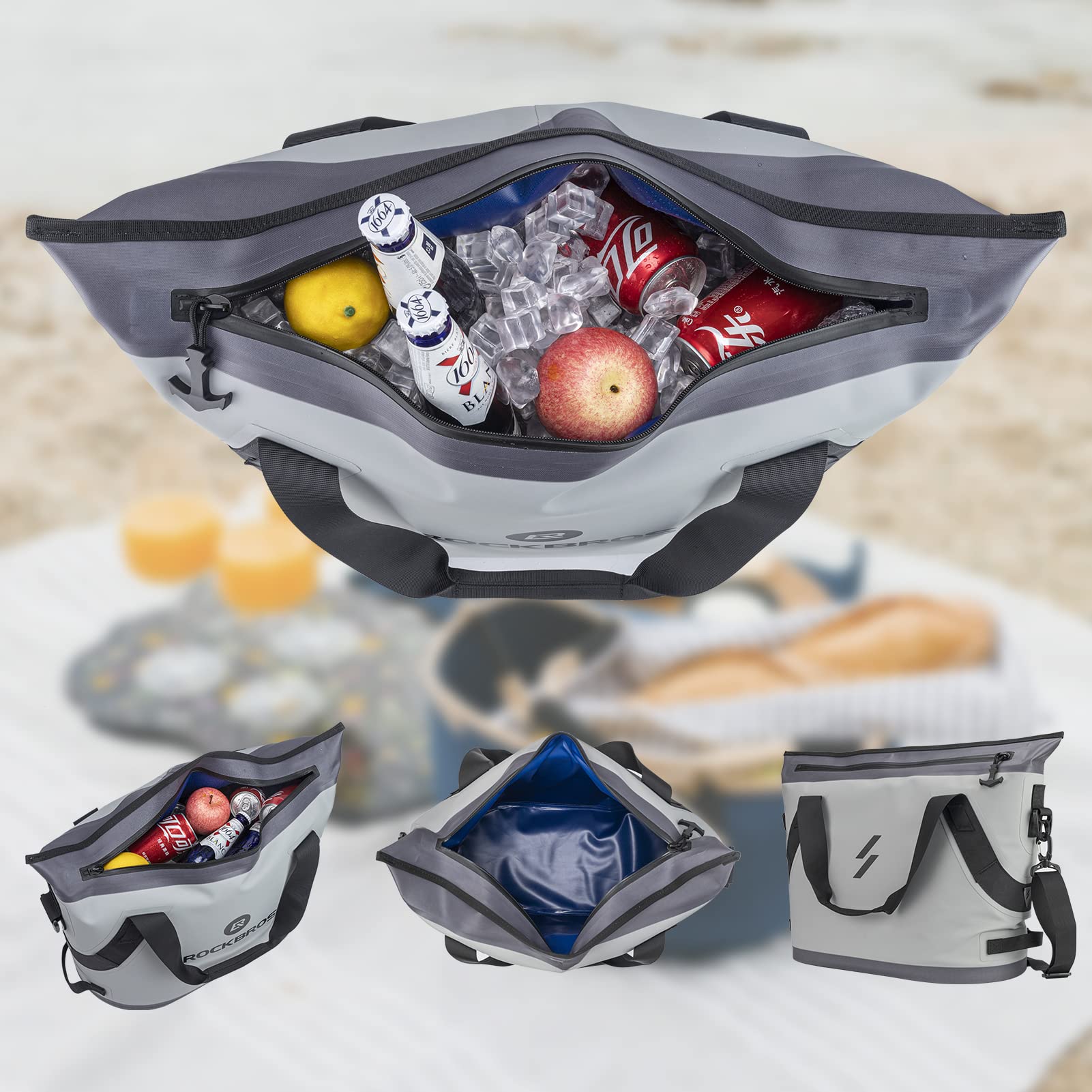 ROCKBROS Soft Cooler Insulated Leak Proof Cooler Bag Portable 36 Can - Image 6
