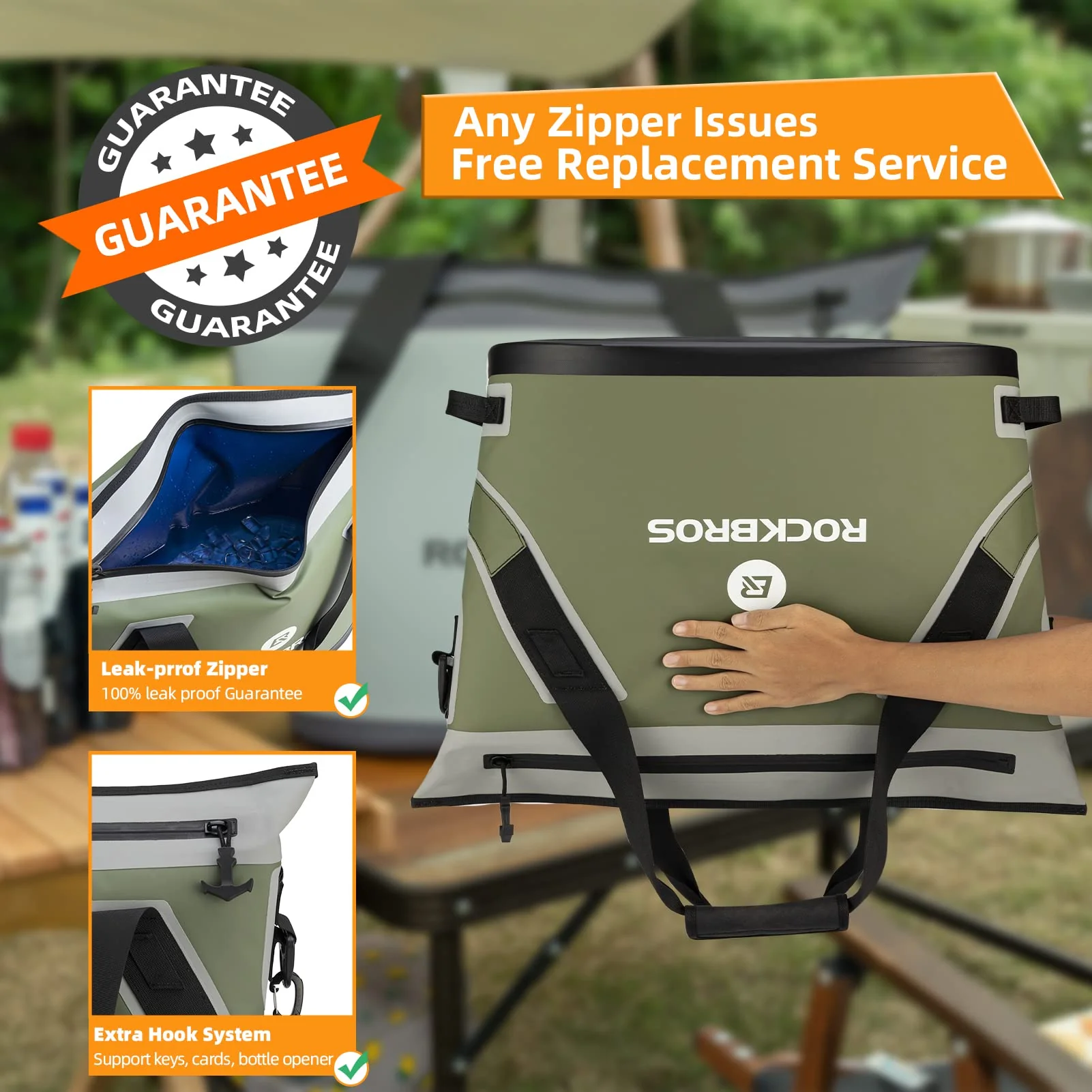 ROCKBROS Soft Cooler Insulated Leak Proof Cooler Bag Portable 36 Can - Image 8