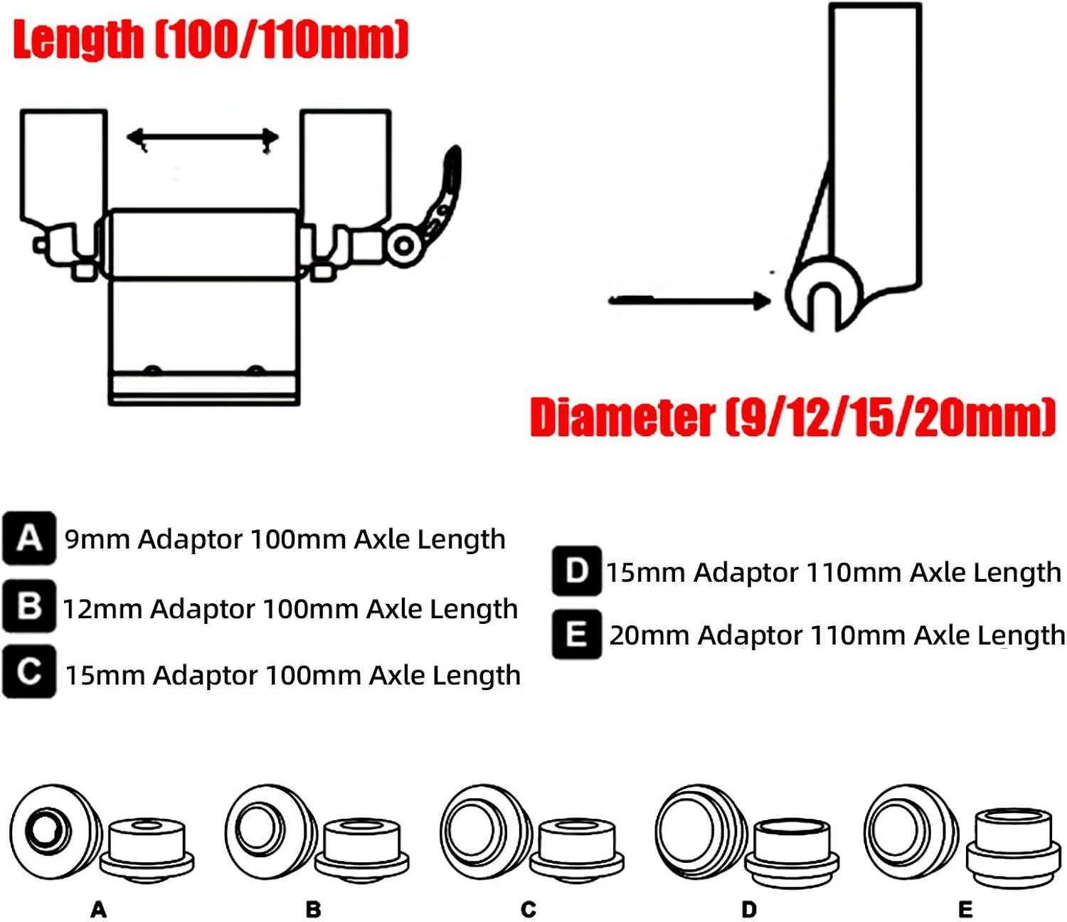 ROCKBROS Suction Cup Bike Rack Adapter 9/12/15/20mm Diameter 100/110mm Axle Length - Image 3