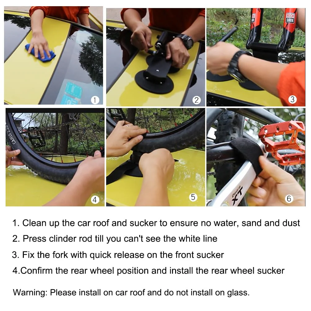 ROCKBROS Suction Cup Bike Rack for Car Roof Quick Release Sucker Mount - Image 26
