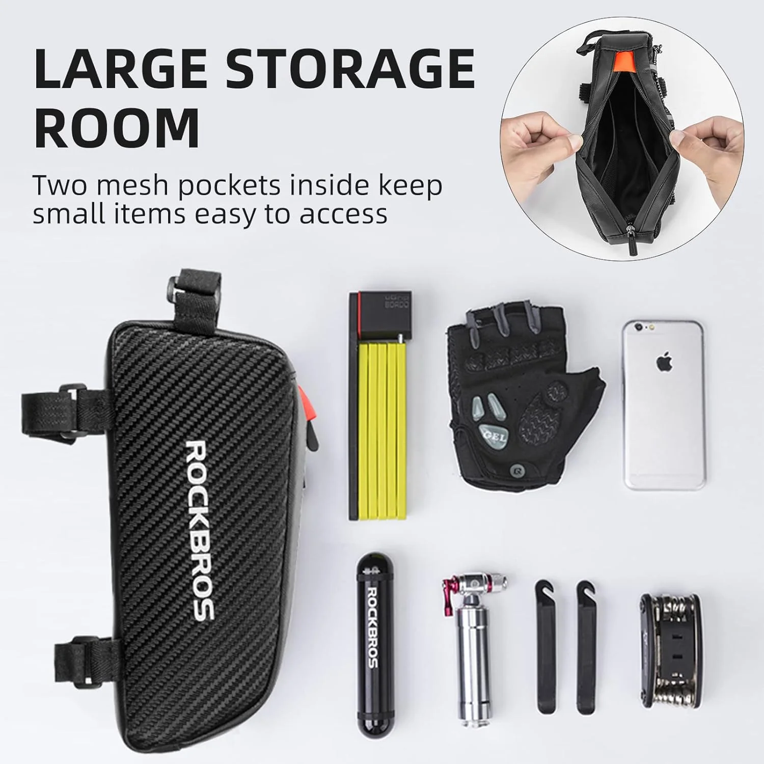 ROCKBROS Top Tube Bike Bag Bicycle Front Frame Bag - Image 3