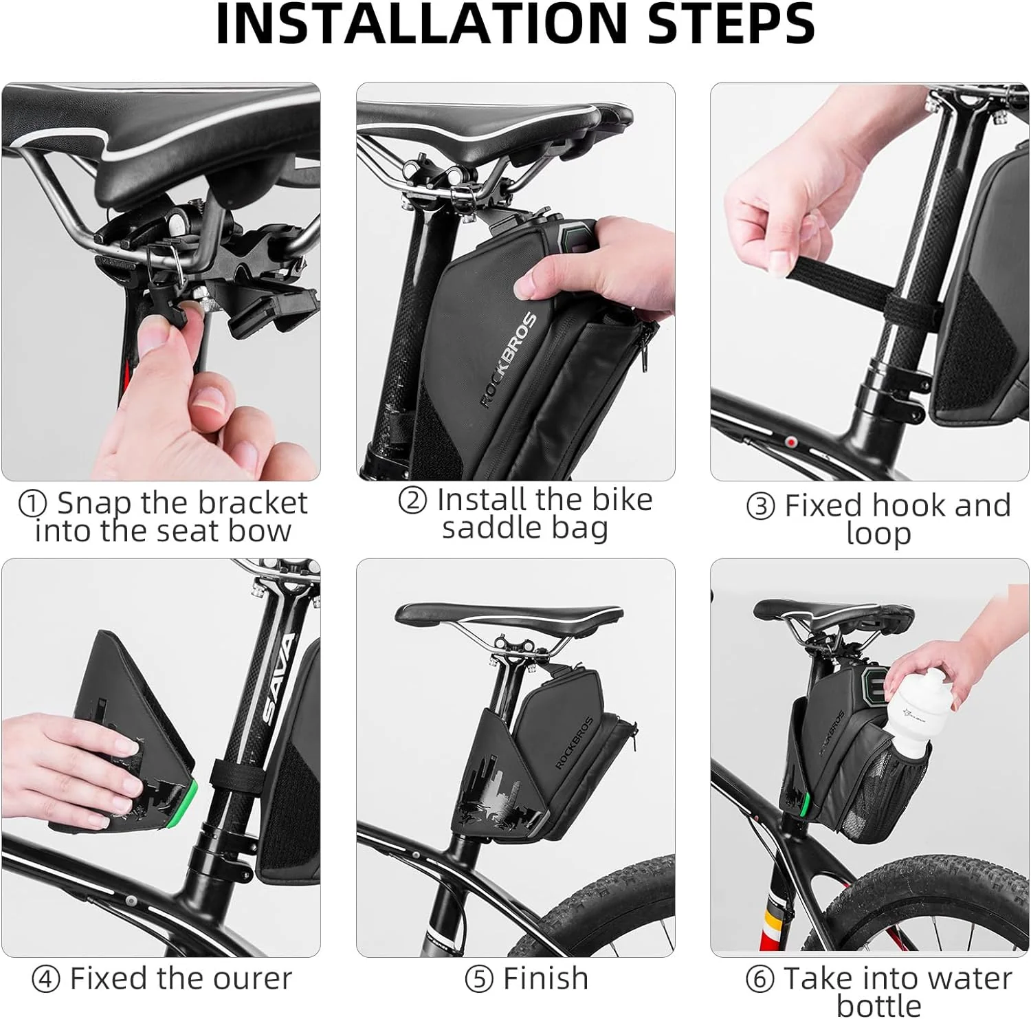 ROCKBROS Waterproof Bike Saddle Bag with Water Bottle Holder - Image 13