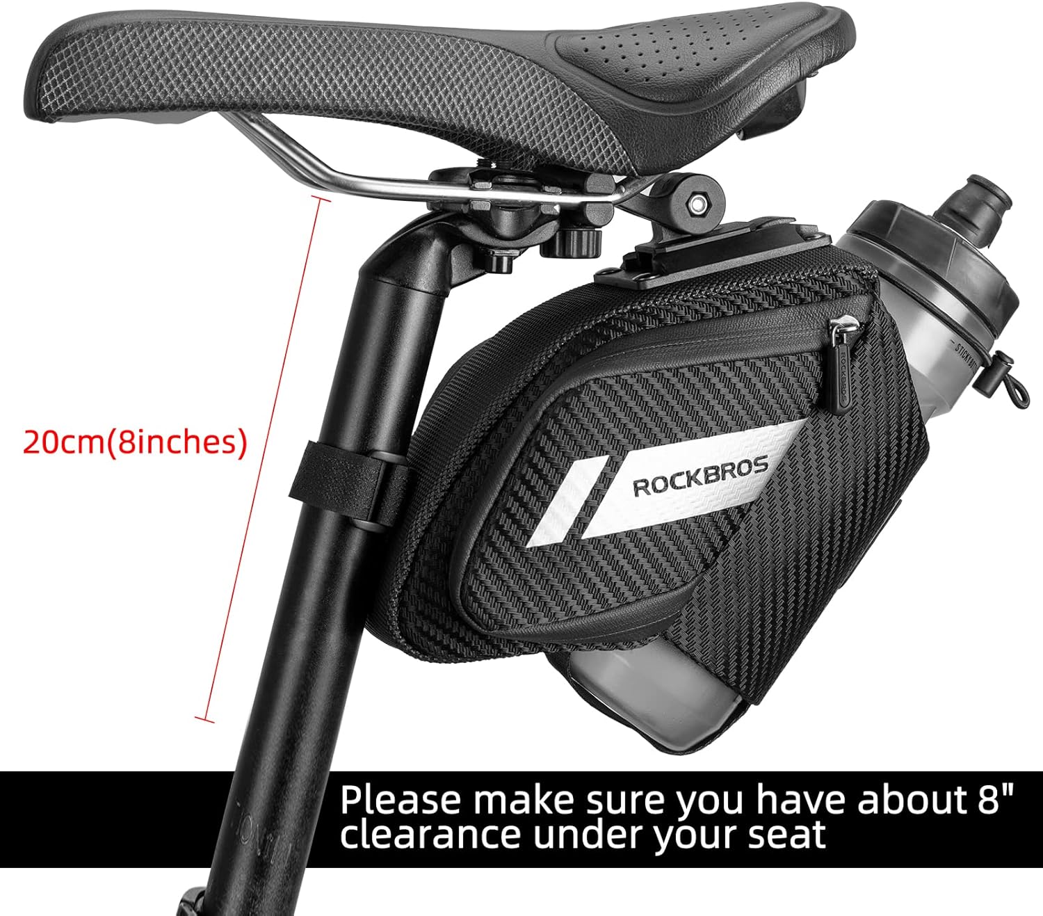 ROCKBROS Waterproof Bike Saddle Bag with Water Bottle Holder - Image 5