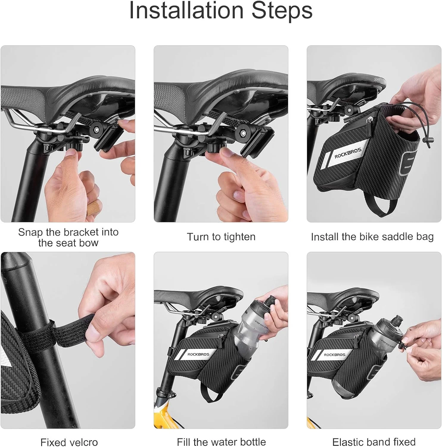 ROCKBROS Waterproof Bike Saddle Bag with Water Bottle Holder - Image 6