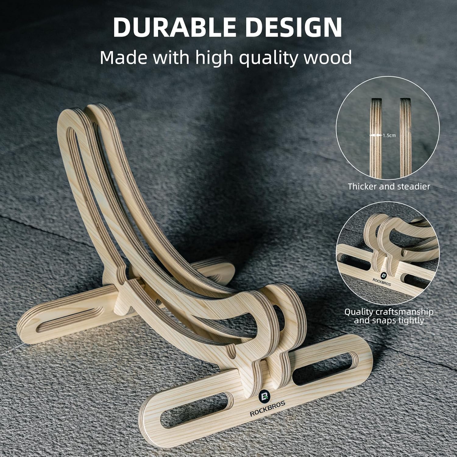 ROCKBROS Wooden Bike Stand Stylish Stable Storage - Image 3