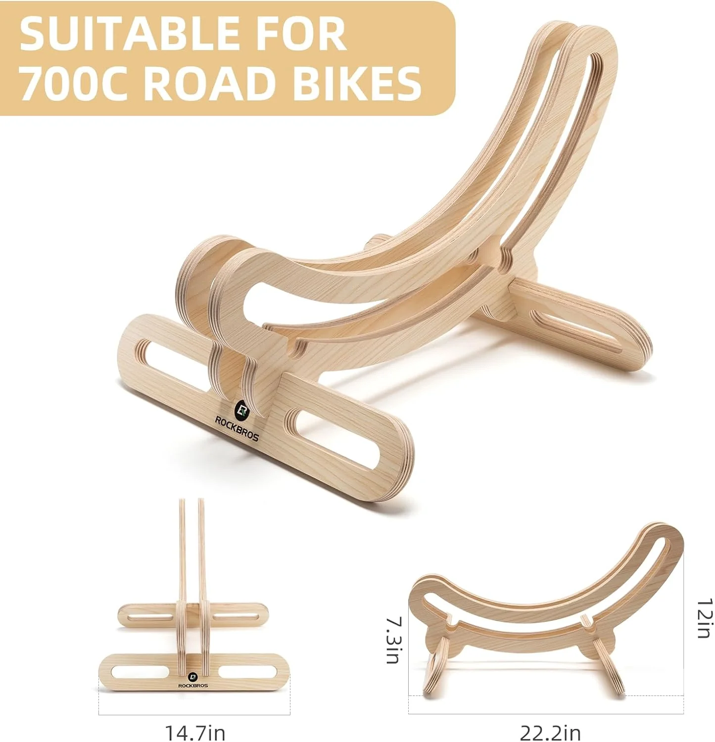 ROCKBROS Wooden Bike Stand Stylish Stable Storage - Image 4
