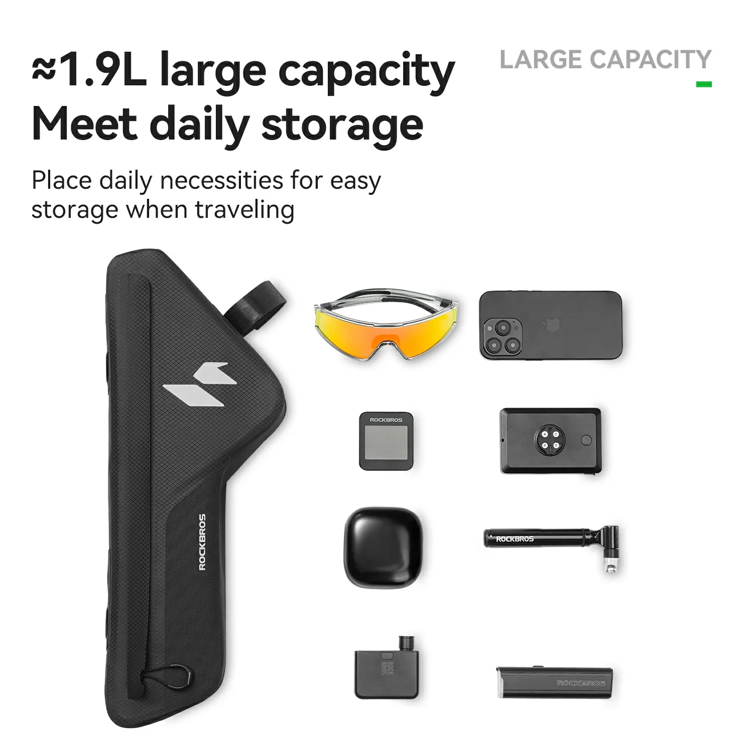 RideMate 100% Waterproof Frame Bag 1.9L Down Tube Bag - Image 9