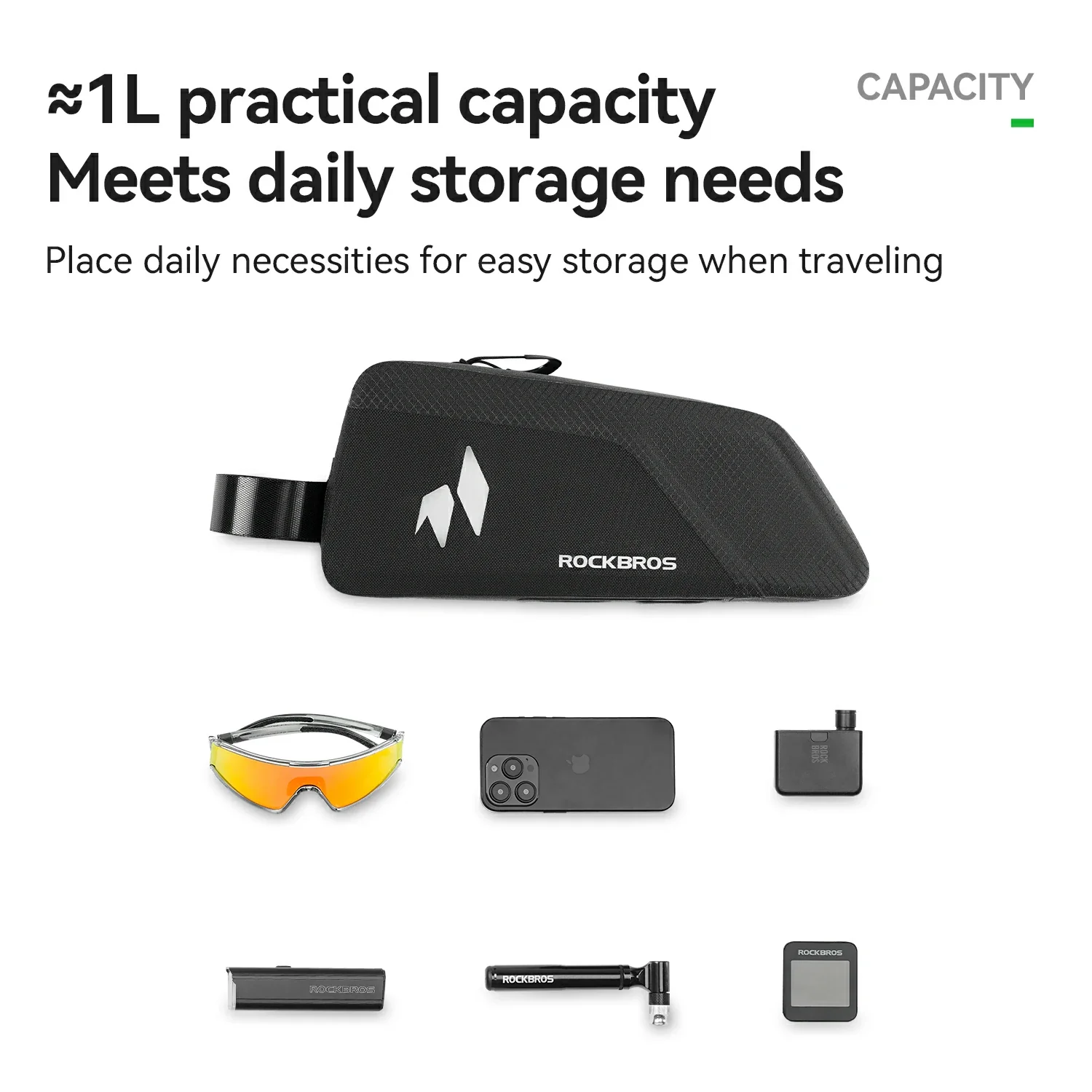 RideMate 100% Waterproof Top Tube Bag 1L - Image 3